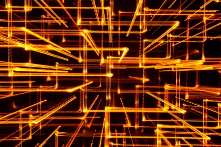 3D Abstract Yellow Glowing Lines as Backgroundの写真素材