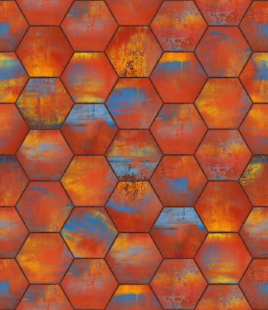 Colorful Hexagonal Tiled Seamless Textureの写真素材