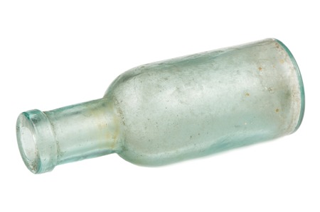 Old Glass Bottle Isolated on White Backgroundの写真素材