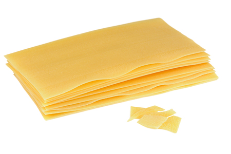 Raw Lasagna Pasta Isolated on White Backgroundの写真素材