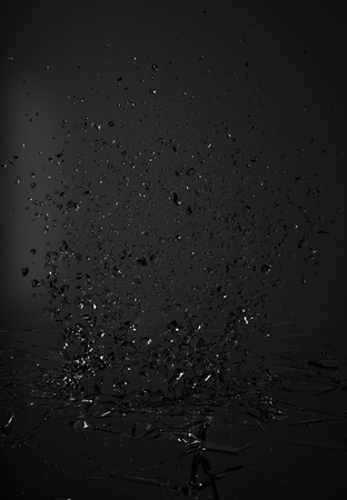 Shattered Glass on Dark Backgroundの写真素材
