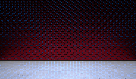 Hexagonal Wall with Marble Floorの写真素材