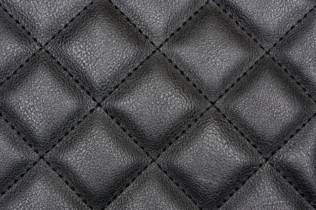Black Sharp Quilted Leather Textureの写真素材