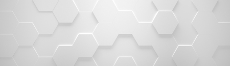 White Wide Hexagon Background (Site head) (3d illustration)の写真素材