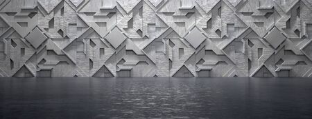Empty high tech futuristic room background (3D illustration)