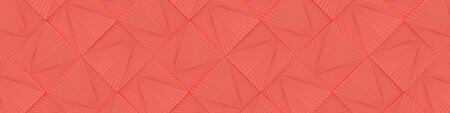 Wide Geometric Backgrond / Website Head in Living Coral Color. (3D Illustration)の写真素材