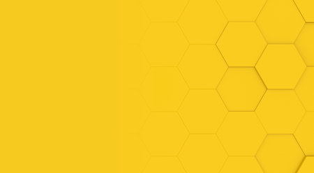 A vibrant 3D illustration showcasing a yellow hexagon background with ample copy space, ideal for...