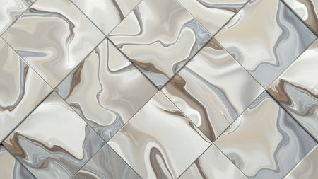 A 3D illustration showcasing a tiled marble wall texture, providing a luxurious and elegant background ideal for adding a touch of sophistication to any design projectの写真素材