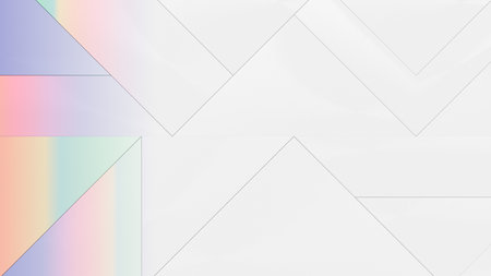 Interconnected white geometric shapes with soft pastel gradient on the edge, creating a clean and...
