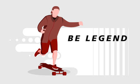 Vector Graphic Illustration with Man playing Skateboard and simple typography design that simple for your resourcesのイラスト素材
