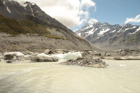 Glacier lake with icebergs