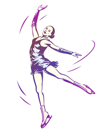 Young woman figure ice-skatingのイラスト素材