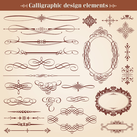 Vintage Calligraphic Design Elements And Page Decoration Vectorのイラスト素材