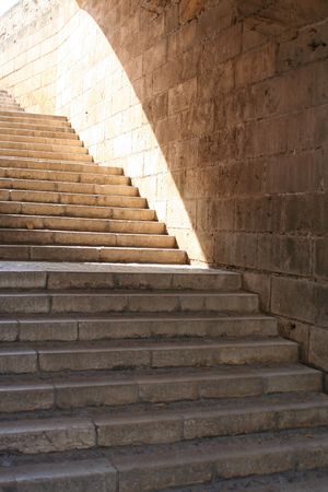 Historical stairway up to the sunlight...の写真素材
