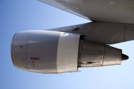 Jet engine of an aircraftの写真素材