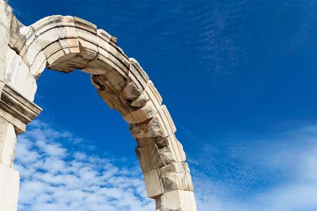 Detail of a roman ruin in europeの写真素材