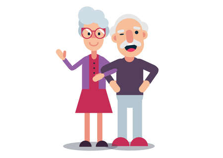 Grandparents Portrait - White Backgroundのイラスト素材