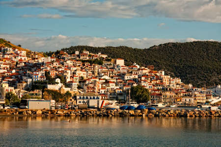 Mediterranean island town of Skopelosの写真素材