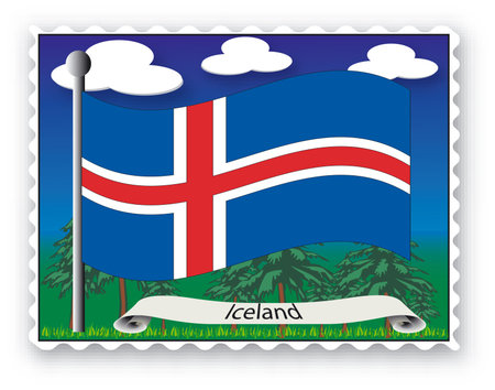 Stamp with flag from Iceland-Vectorのイラスト素材