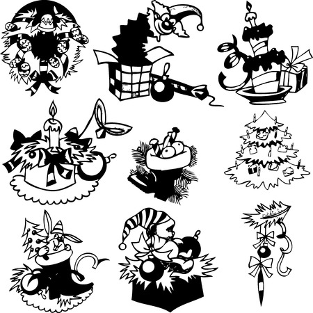 Xmas Silouettes-Vectorのイラスト素材