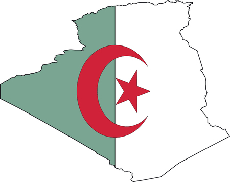 Illustration Vector of a Map and Flag from Algeriaのイラスト素材