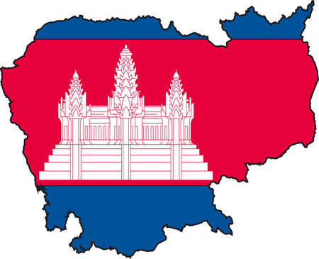 Illustration Vector of a Map and Flag from Cambodiaのイラスト素材