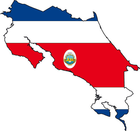 Illustration Vector of a Map and Flag from Costa Ricaのイラスト素材