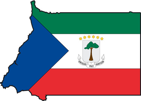 Illustration Vector of a Map and Flag from Equatorial Guineaのイラスト素材