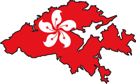 Illustration Vector of a Map and Flag from Hong Kongのイラスト素材