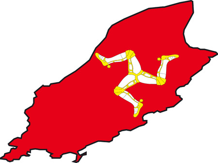Illustration Vector of a Map and Flag from Isle of Manのイラスト素材