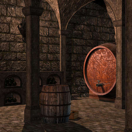 3D Render of an Wine Cellar
