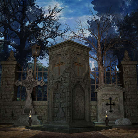 3D Render of an Mystic Cemetery