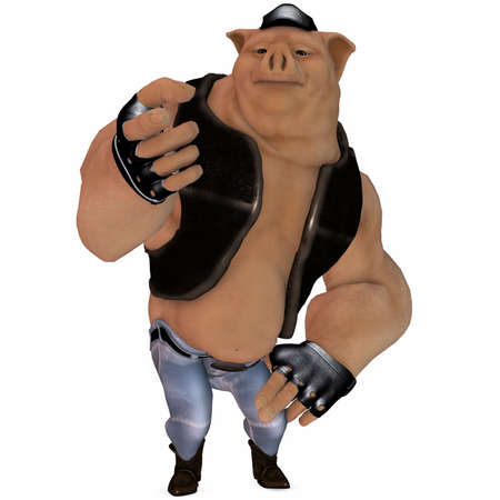 3D Render of an Big Toon Pigの写真素材
