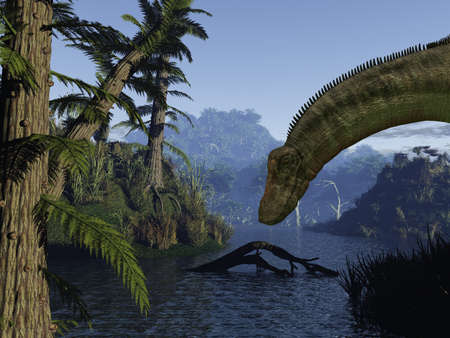 Dicraeosaurus - 3D Dinosaurの写真素材