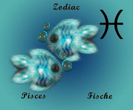 Hand drawing illustration with cute zodiac figureの写真素材