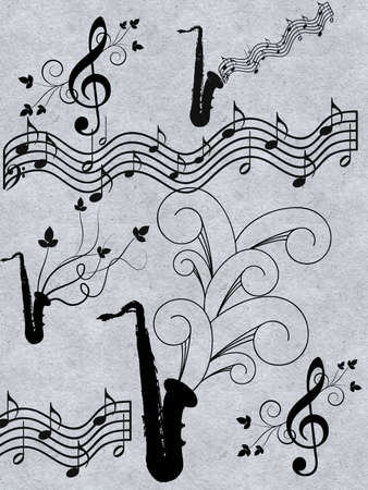 Old paper with music notesの写真素材