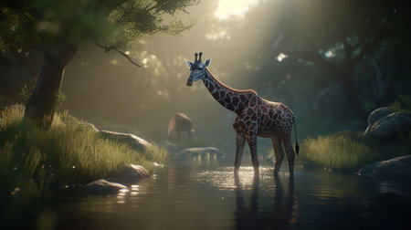 Giraffe in the Okavango Delta - Moremi National Park in Botswanaの素材