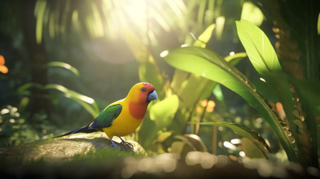 Parrot in the tropical garden. Colorful parrot in the garden.の素材
