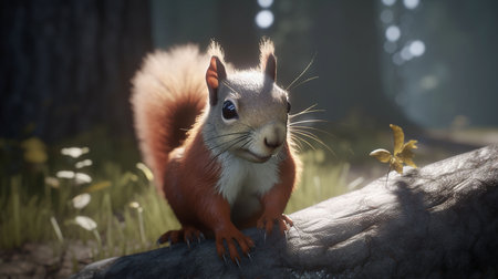 Squirrel in the forest. Close-up of a red squirrel.の素材