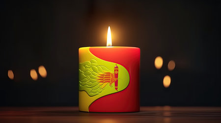 Burning candle with the flag of the Republic of Moldova. 3D renderingの素材