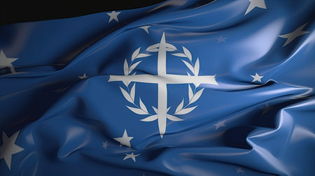 Flag of the Federated States of Micronesia waving in the windの素材