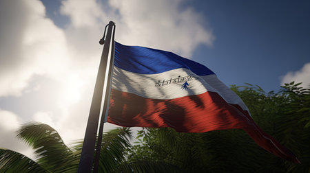 3D rendering of the national flag of the Philippines waving in the windの素材