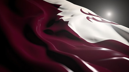 qatar waving flag illustration. Waving Qatar Flag 3d renderingの素材