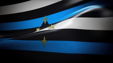 3d rendering of the national flag of the State of Micronesia wavingの素材