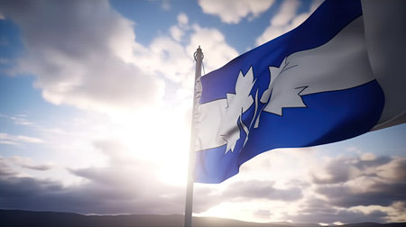 Nauru waving flag against blue sky with white clouds 3Dの素材