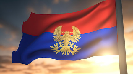 Liechtenstein National Flag waving in the wind 3d illustrationの素材
