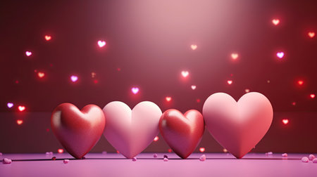 Valentine's day background with hearts. 3d rendering.の素材