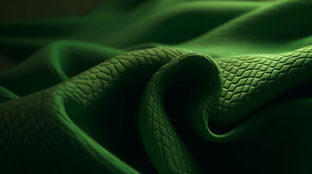 close up of green snake skin texture background. 3d render illustrationの素材