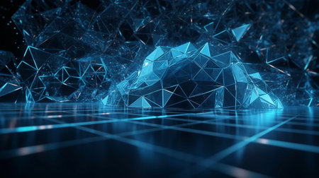 3D rendering of abstract digital technology background. Network connection structure.の素材