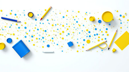 Creative back to school background with pencils and erasers. Vector illustration.の素材